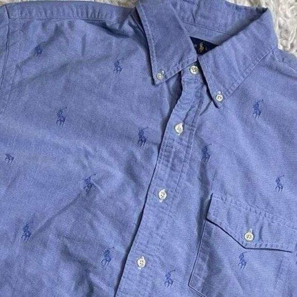 Polo Ralph Lauren Button Long Sleeve Shirt Monogram Embroidered Pony Men’s XL - Picture 1 of 5